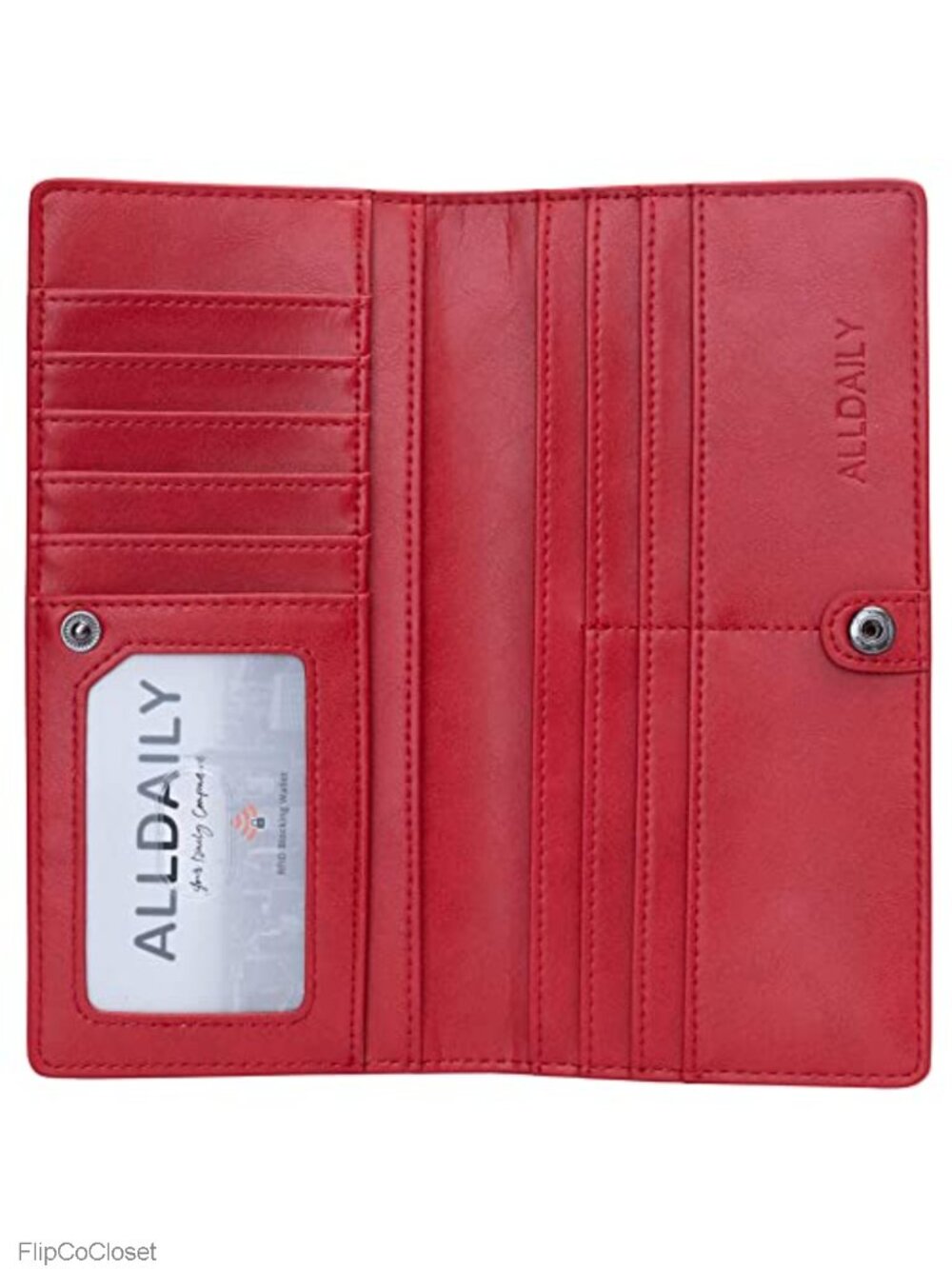Slim RFID Blocking Vegan Leather Bifold Wallet Credit Card Holder Long